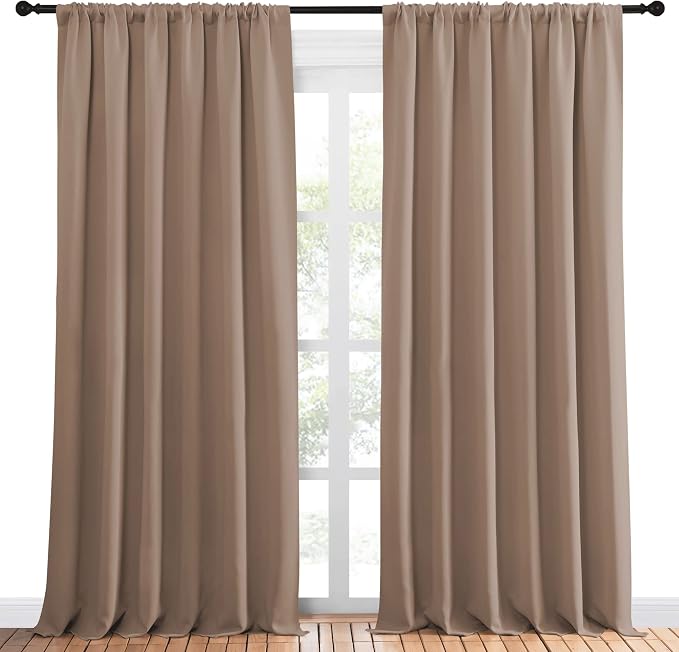NICETOWN Room Darkening Curtains for Bedroom - Home Decoration Privacy Protection Thermal Insulated Solid Drapes/Draperies for Sliding Glass Door (Cappuccino, Set of 2, 70 x 95 inches)