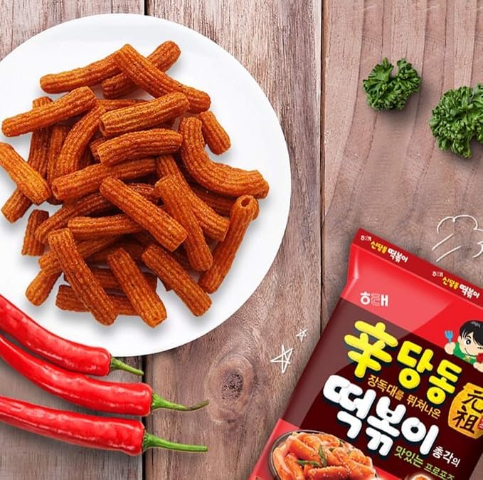 Korean Spicy Rice Cake Flavor Snack Shindangdong Tteokbboki 신당동 떡볶이과자 2.47oz, 3 Pack (Original)