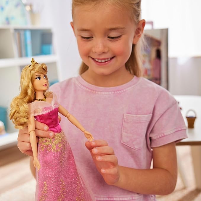 Disney Store Official Disney Princess Story Doll (Aurora) 11 Inches, includes Coloring Book and Additional Dress, Princess Doll in Classic Outfit, Disney Princess Toys for Girls