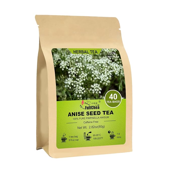 FullChea - Anise Seed Tea Bags, 40 Count, Whole Pimpinella Anisum Seeds | Premium whole anise seed herbal tea, non-GMO, caffeine-free, gentle for digestive comfort, ideal for daily relaxation