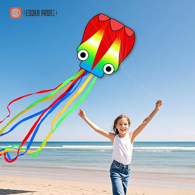 Kites for Kids & Adults,Large Kite for Beginners, Kites for Kids Ages 4-8,Outdoors Activities with Complete Handle, 328ft Kite String & Accessories (Blue Owl,Grassland,Octopus, 3)
