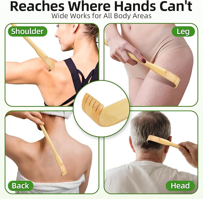 Bamboo Back Scratcher,16.5" Wooden Back Scratchers for Men Women,Strong Sturdy Self-Massager for Scratching Itches On Back, Arm, Leg, Head, Body, Best Gift for Pregnant Women,Elderly(8 PCS)