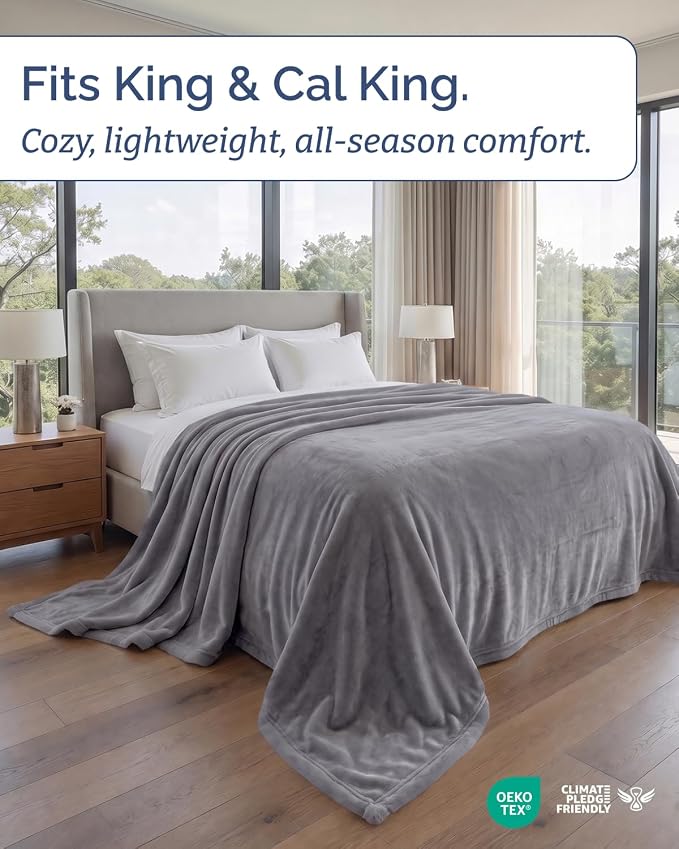 Ultra Soft Fleece Blanket Giant Blanket Size - Flannel Fleece Luxury Blanket - Lightweight for Couch Bed Chair - Thick, Warm and Breathable - All Season Cozy, Dark Grey
