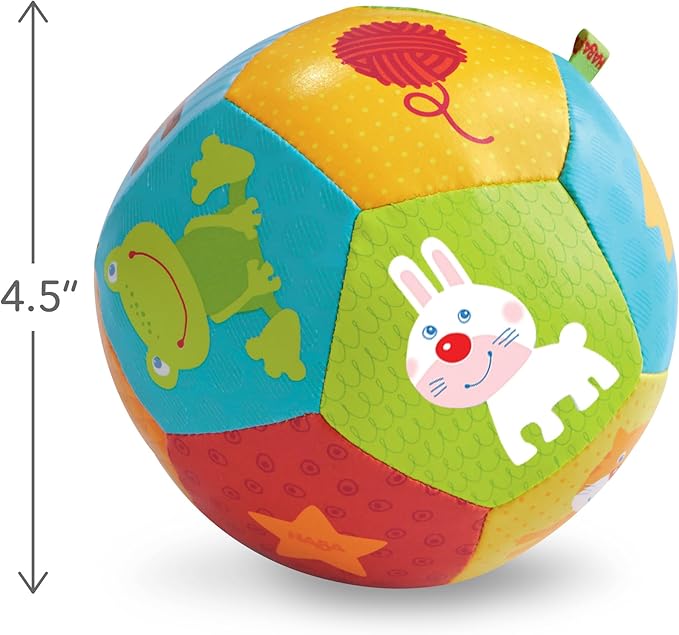 HABA Soft Baby Ball Tummy Time & Sensory Play - 4.5" Infant Play Ball Ideal for Crawling, for Babies 6 Months & Up