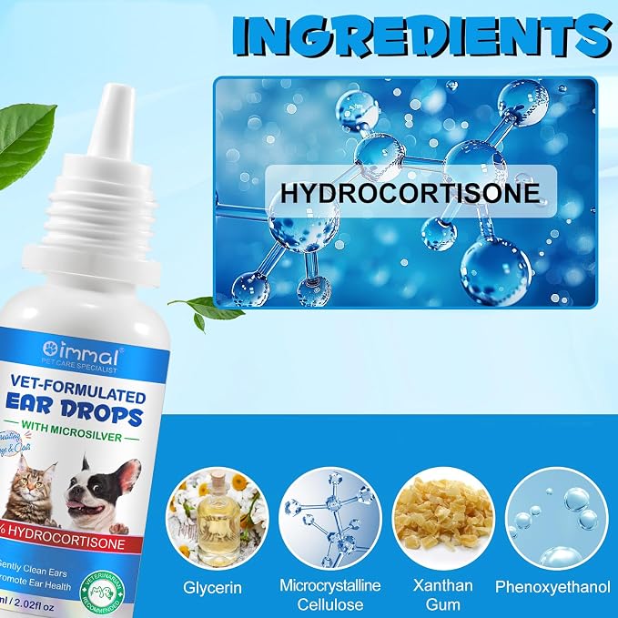 Dog Ear Infection Treatment, Cat & Dog Ear Cleaner for Itchy Relief, Antiseptic,Waxing,Cleansing, Ear Mite Treatment for Dog Cats, Yeast Ears Infection Treatment for Dogs, 2.02fl.oz