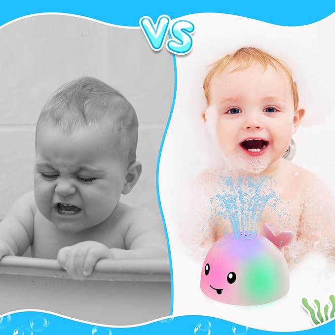 Baby Girl Bath Toys, Valentines Day Gifts for Babies 1 Year Old Girl Gifts, Toddler Bath Toys for Kids Ages 1-3, Light Up Whale Bath Toy Sprinkler Baby Toys 6-12-18 Months Bathtub Fountain Toy