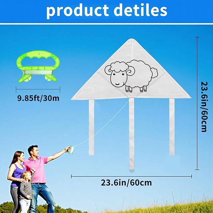 DIY Kids Color Filled Kites with Swivel Line,Colorful Life Painting Kite for Kids & Adults,Easy to Fly Kite Outdoor Park Grassland Activities