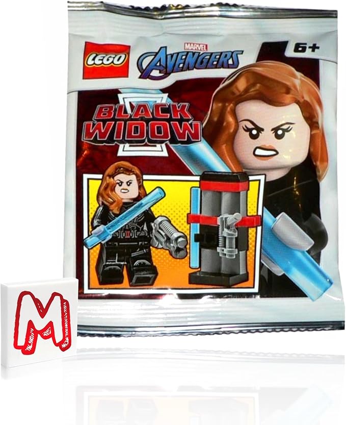 LEGO Marvel Super Heroes Avengers Tower Battle Minifigure - Black Widow (Printed Arms) with Weapons Stand
