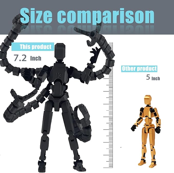 T13 Action Figure, Assembly Completed Dummy 13 Action Figures,T 13 3D Printed Toys - The Premium Action Figures for Sci-Fi Enthusiasts,Four Claws Robot (Black, 7.2 Inch)