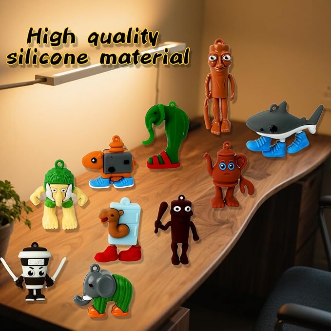 24PCS Tralalero Tralala Action Figure,Tung Tung Sahur Meme Unique Action Figures Decorations Gifts,Brainrot Meme Shark Figures Toys 2.5in, Toys Desktop Decor (Yellow)