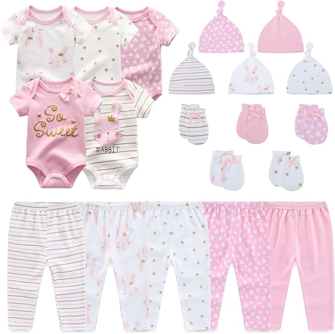 JELYLOVE Unisex Baby Boy Girl Bodysuits Sets 20 Pack Cotton Casual New Born Clothes Comfort Infant Outfit Essentials