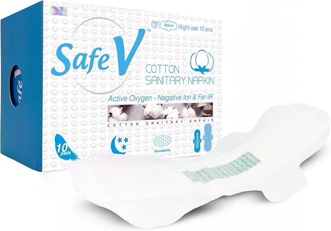 Sanitary Napkins for Women, 10 pcs (350mm) - Night Use Ultra Thin Feminine Pads with Wings for Extra Heavy Flow - Breathable, Chlorine-Free, Hypoallergenic Pads with Leak-Proof Protection