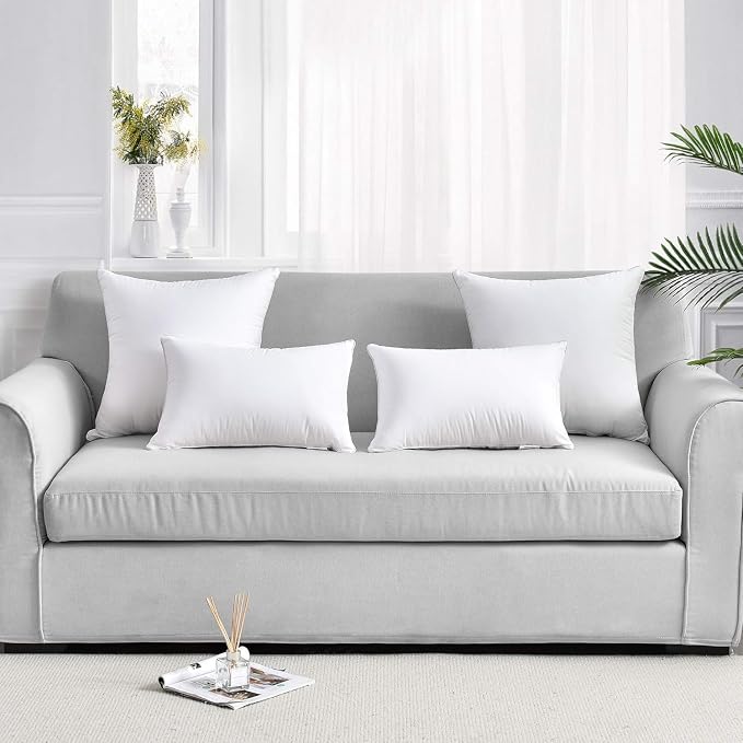 FAVRIQ 14 x 22 Pillow Inserts (Set of 2) - Premium Square Interior Sofa Throw Pillow with 100% Cotton Cover - Decorative Pillow Insert Pair - White Couch Pillow