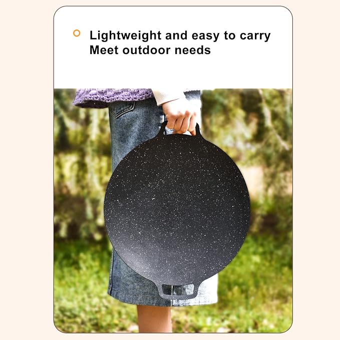 Korean Grill Pan,13inch Nonstick Round Griddle Grill Pan for Korean BBQ,Round BBQ Griddle with Handle,Multifunctional Stove Plate for Meats, Pancakes, Ribs
