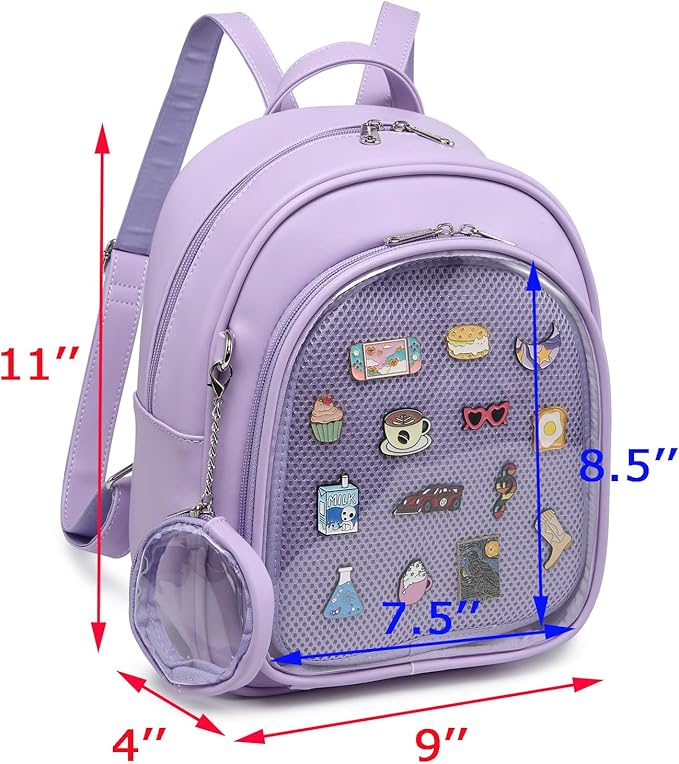 CHERRY SAUCE Kawaii Backpack PU Leather Ita Bag Aesthetic Cute Purse Pin Display