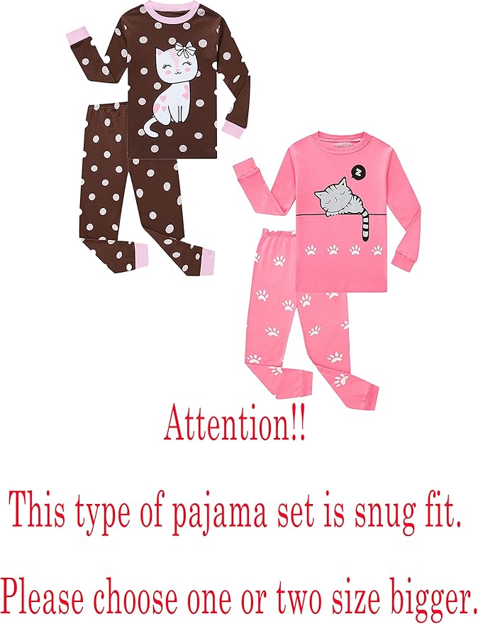 Family Feeling Kids & Toddler Girls Boys Pajamas 2 Piece Pjs Set 100% Cotton Sleepwear