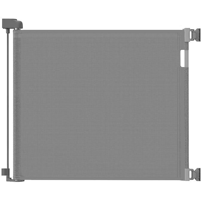 Veraste Retractable Baby Gate for Doorways and Stairs, Mesh Safety Gate for Pet, Indoor & Outdoor Use, One-Hand Operation, Easy Installation, 33.6" Tall, Expands to 71" Wide(Grey,33.6"x71")