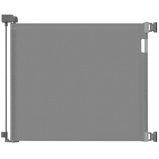 Veraste Retractable Baby Gate for Doorways and Stairs, Mesh Safety Gate for Pet, Indoor & Outdoor Use, One-Hand Operation, Easy Installation, 33.6" Tall, Expands to 55" Wide（Grey,33.6"x55"