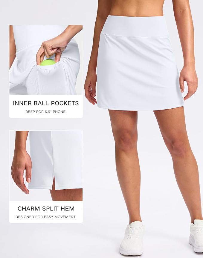 16" Skorts with 2 Pockets | Side Slits, High Waisted, A Line, Casual, Pickleball, Athletic, Golf, Tennis Skirt, for Women