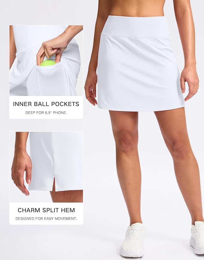16" Skorts with 2 Pockets | Side Slits, High Waisted, A Line, Casual, Pickleball, Athletic, Golf, Tennis Skirt, for Women