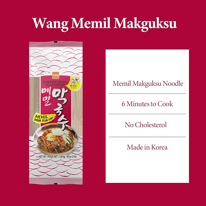 Wang Buckwheat Memil Soba Makguksu, Korean Thin Noodle, 3LB
