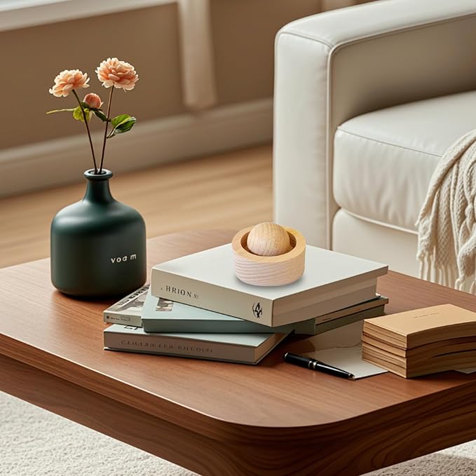 Wooden Essential Oil Diffuser - Round Ball Aromatherapy Diffuser Made from Natural Walnut and Beech Wood for Home, Office, Car, Yoga | Long-Lasting Scent, Eco-Friendly, (Beechwood)