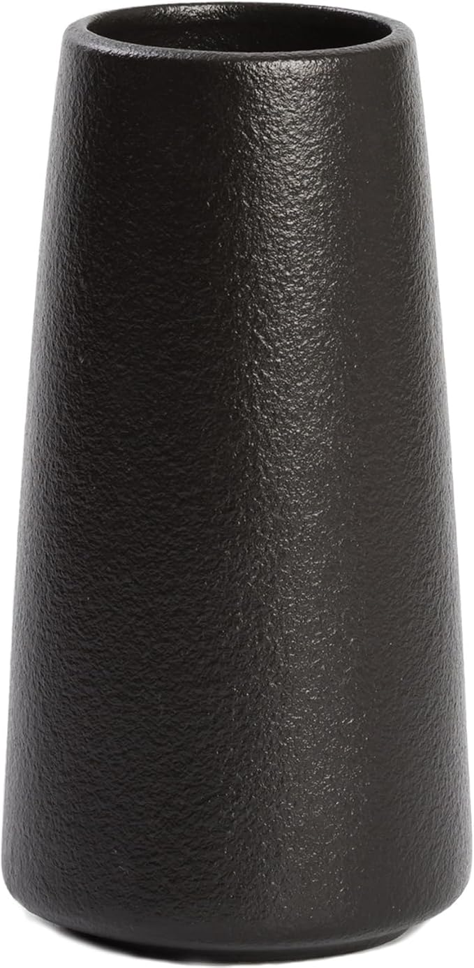 Simple Boho Ceramic Flower Vase for Home Decor (Matte Black,Big) | 8'' Modern Vase for Flower Plant Pampas Grass, Fit for Table Shelf Centerpieces, Living Room Kitchen Bedroom Wedding Gift