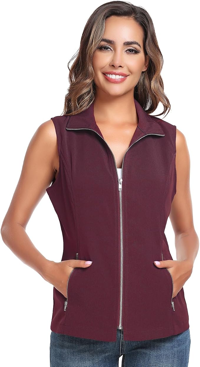 MISS MOLY Women's Lightweight Vest Casual Zip Up Utility Vest Hiking Golf Sleeveless Jackets with Pockets