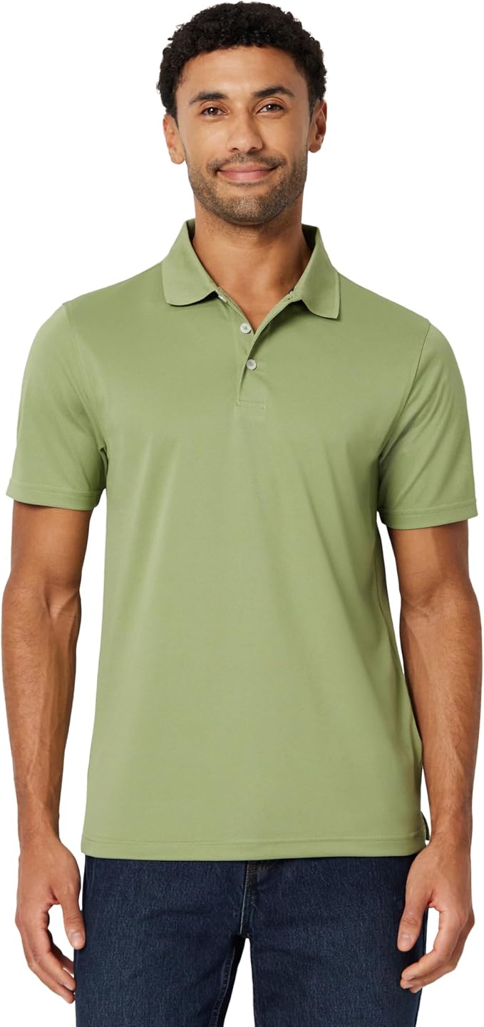 Amazon Essentials Men's Moisture Wicking Golf Polo Shirt, Short Sleeve, Slim-Fit, Quick-Dry, Active Wear