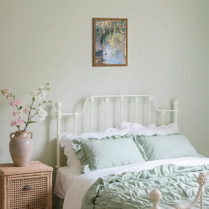 Framed Vintage Monet Canvas Wall Art, Floral Landscape Wall Decor Paintings, Country Nature Pictures Prints Aesthetic Home Decor for Living Room Bedroom Bathroom 12x16 inch