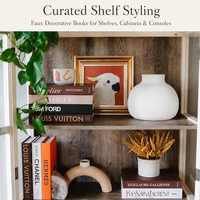 4-7 Pieces Fashion Decorations Book Set. Premium Aesthetic Faux Books for Room Decor. (4) | Refined Modern Look - Not Real, No Pages Inside - Arrives Flat, Tool-Free 2-Min Setup