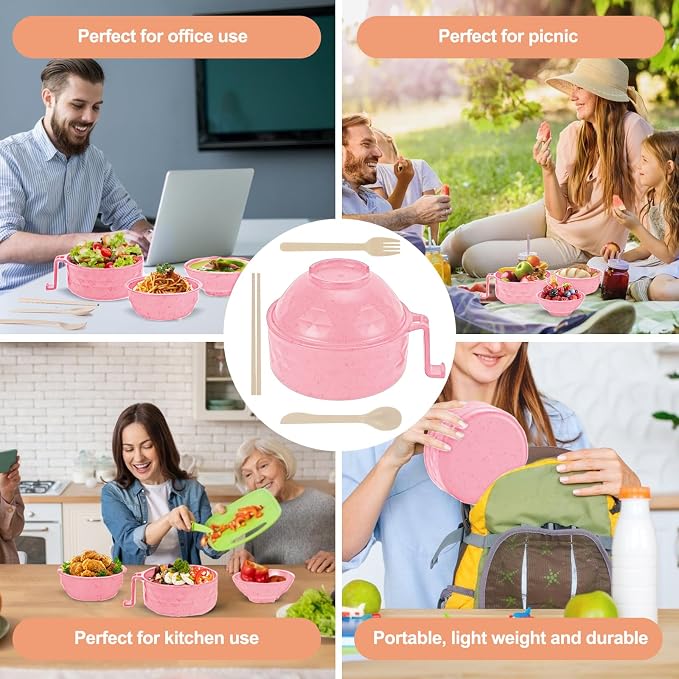 Microwave Ramen Cooker,Ramen Bowl With Chopsticks and Spoon,For Office College Dorm Room Essentials Instant Lunch Ideal for Shin and Buldak Noodle On The Go, Dishwasher-Safe,BPA-Free. (Pink)