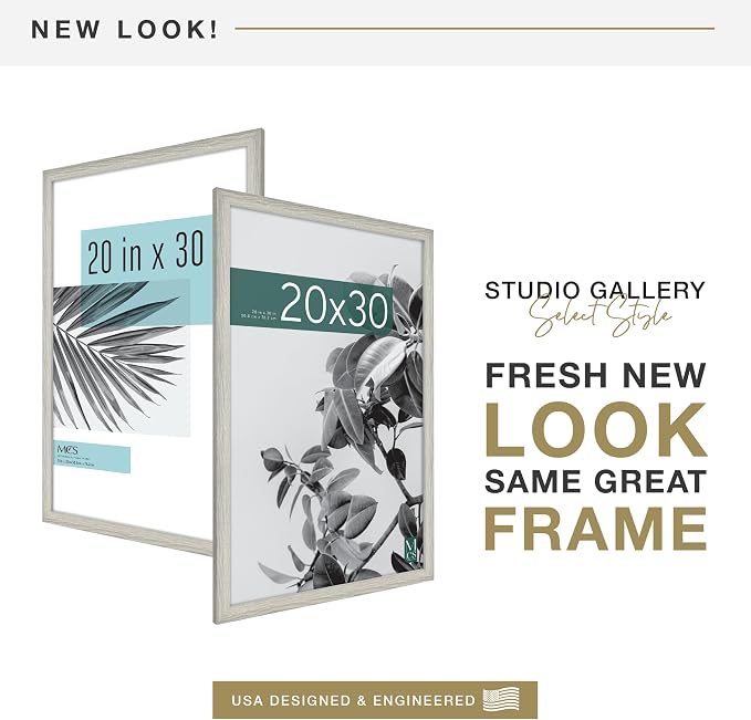 MCS Studio Gallery 20x30 Poster Frame Gray Woodgrain Engineered Wood, Vertical & Horizontal Wall Hanging Large Picture Frame for Photos, Posters & Art Prints (1-Pack)
