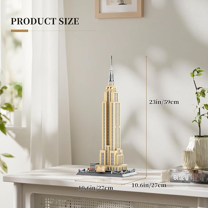 Empire State Architecture Model Building Block Set New York Famous Landmark Series Gift for Kids Adults (1559 Pieces)