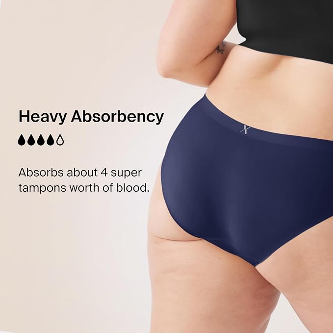 KNIX Super Leakproof No-Show Bikini Period Underwear – Heavy Flow, Reusable Absorbent Menstrual & Incontinence Panties
