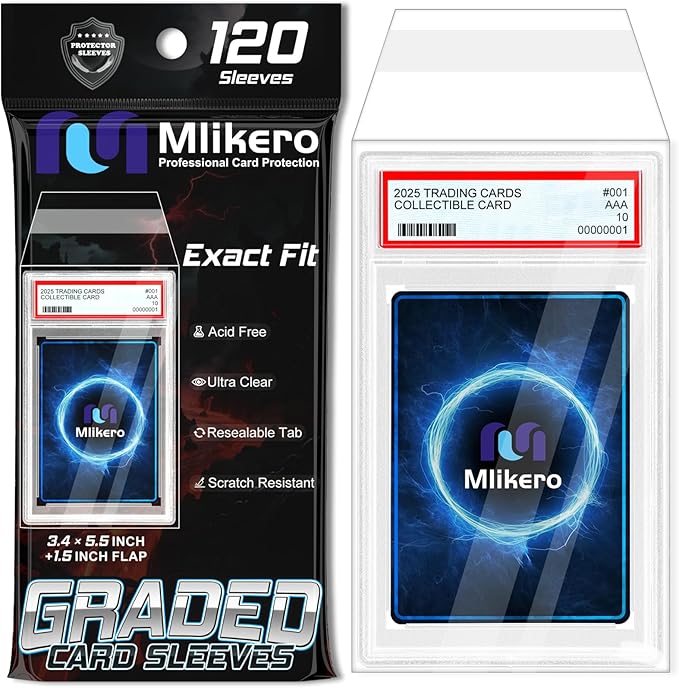 120 Pack Graded Card Sleeves, Precise Fit Slab Sleeves, Acid-Free Resealable Slab Protector Compatible with PSA Graded Slabs