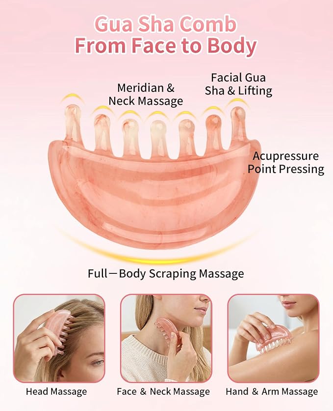 4 Packs Head Massager Scalp Comb Resin Scalp Stress Relax Tool, Gua Sha Facial Tools for Face, Eye & Body Lymphatic Drainage, Nose Sculpting & Jaw Lifting