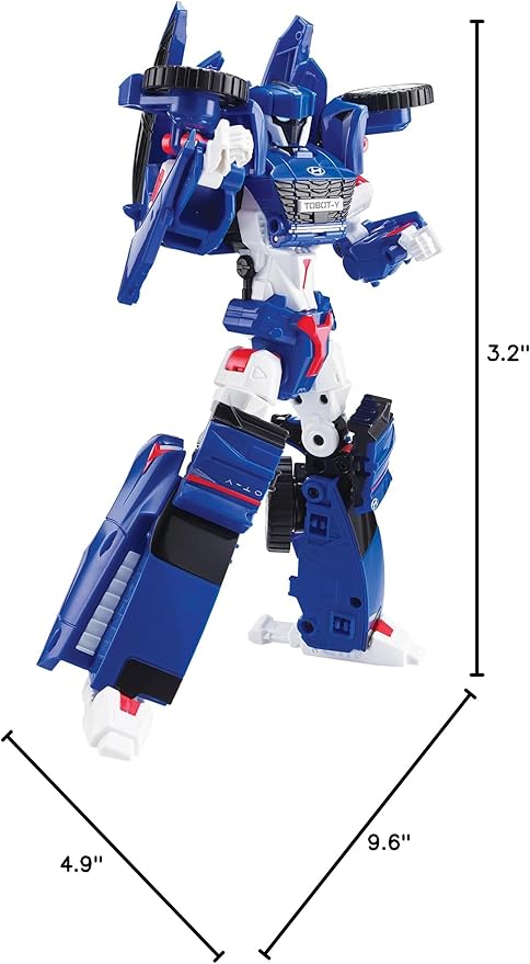 New TOBOT, TOBOT Y, Youngtoys Transforming Collectible Vehicle to Robot, Heroes Animation Character Toys for Kids 3 and up Transform Toys Cars, Large Size 10-inch
