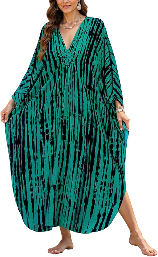 Mumu Dresses for Women Plus Size, Bohemian Kaftan Beach Cover Up Long Maxi Nightgown Soft Loungewear