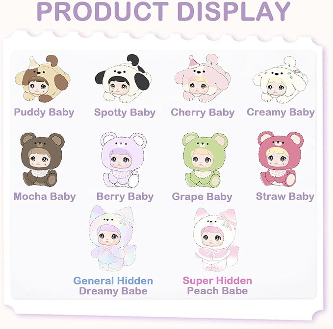 Nommi Baby Series Plush Blind Box 1PC (1 of 10 Possible Styles) Cute Figures Collectible Toys Birthday Gifts