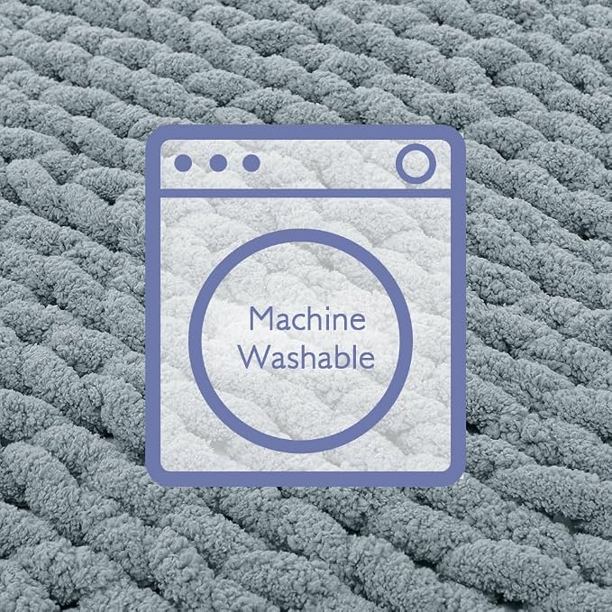 Bigacogo Chunky Knit Throw Blanket for Couch, 40x40 inches, Dusty Blue | Hand Knit with Jumbo Chenille, Soft Breathable Cable Knit for Sofa Bed Living Room, Machine Washable, Gift for Mom Friend