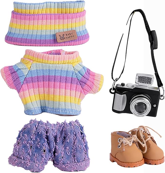 5set 17cm Dolls Clothes Outfit Set - Casual Style Costumes for Doll Figures, Camera Set,Have a seat Clothes - 6.7 Inches Cute Dolls Daily Refill,Gifts for 17cm Doll Lovers (Style-J)