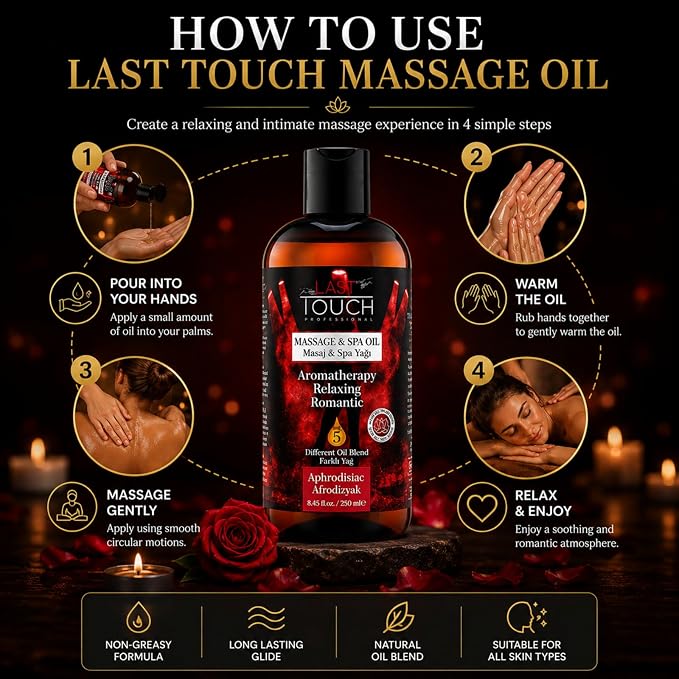 Aphrodisiac Massage Oil for Couples - Massage Oils for Date Night - Massage Oil for Massage Therapy - Aromatherapy Oil for Intimate Moments -Aphrodisiac Massage Oils - Muscle Relaxer Oils 8.45 Fl Oz.