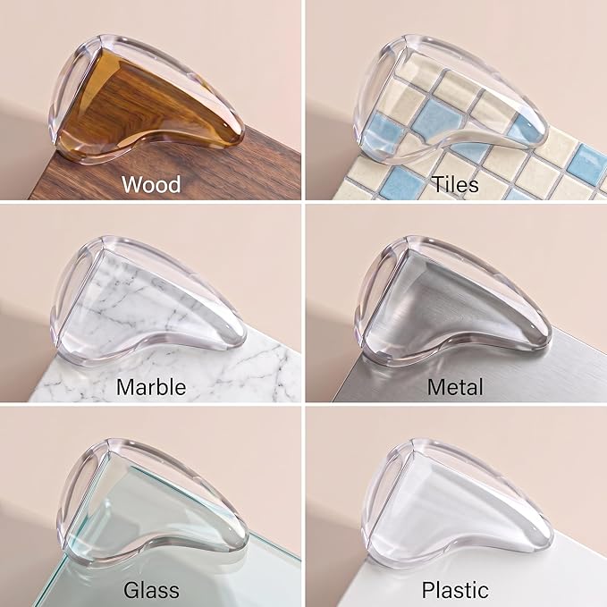 16 Pack Clear Baby Corner Protectors – Teardrop-Shaped Furniture Edge Guards for Baby Proofing – Soft PVC Table Corner Covers for Safety on Tables, Cabinets, Shelves – Childproof Bumpers for Home