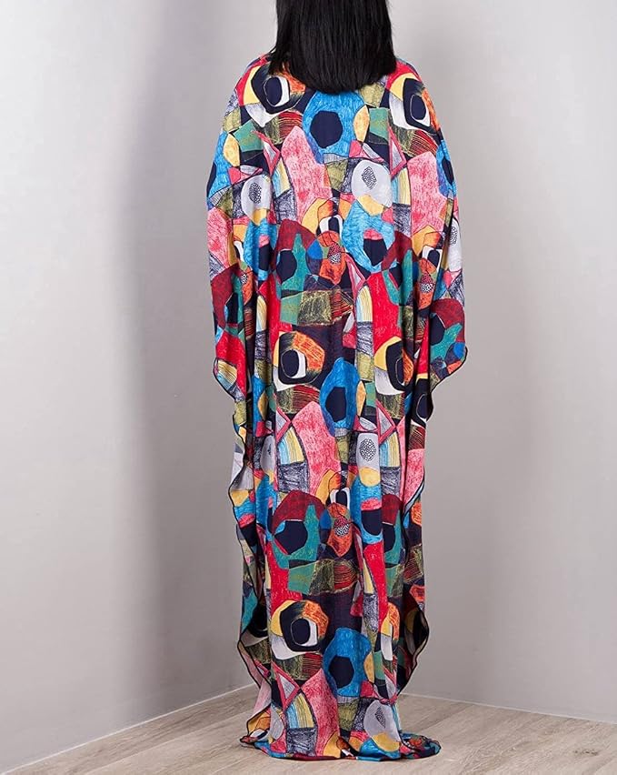 Venasha Womens Caftan Floral Print Kaftan Dress Short Sleeve Swimsuit Cover up Loungewear for Summer