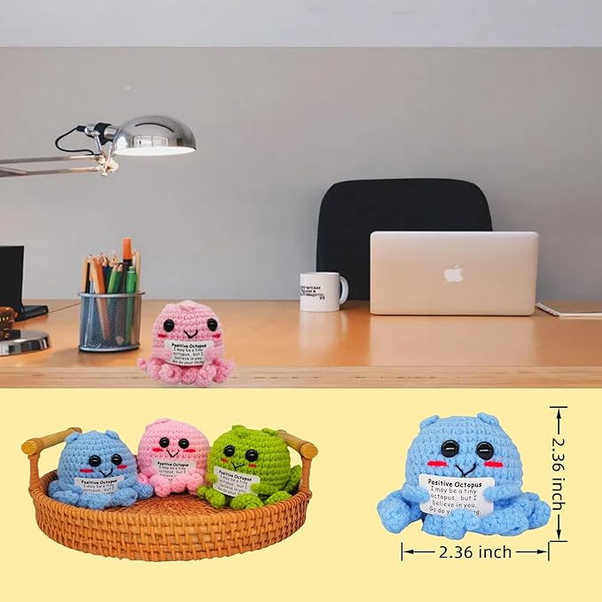 Positive Funny Potato Head with Card Mini Crochet Knitting for Handmade Emotional Support Pickled Gift Party Decoration Encouragement