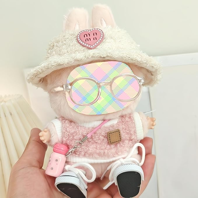 Clothes Set for Dolls Accessoriess (No Doll), Cute Kawaii Outfit Set 5 Pieces for 15cm 17cm Doll, Dress Up Doll Clothing Set Replacement with Hat Glasses Sweater Shoes