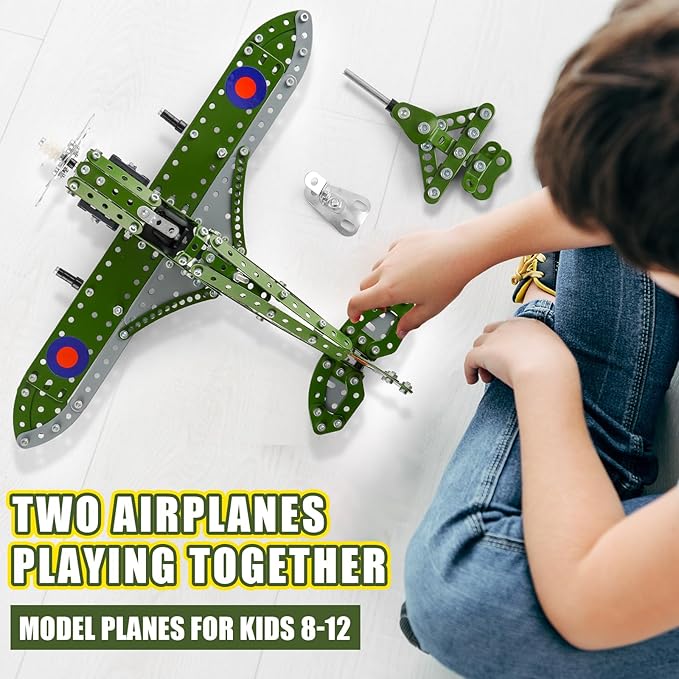 Model Airplane Kits for Boys 8-12,Erector Set for Boys Building Toys Age 10-12,374 PCS DIY Building Stem Projects Toys for Kids,Cool Aviation Gifts for Airplane Model Fans