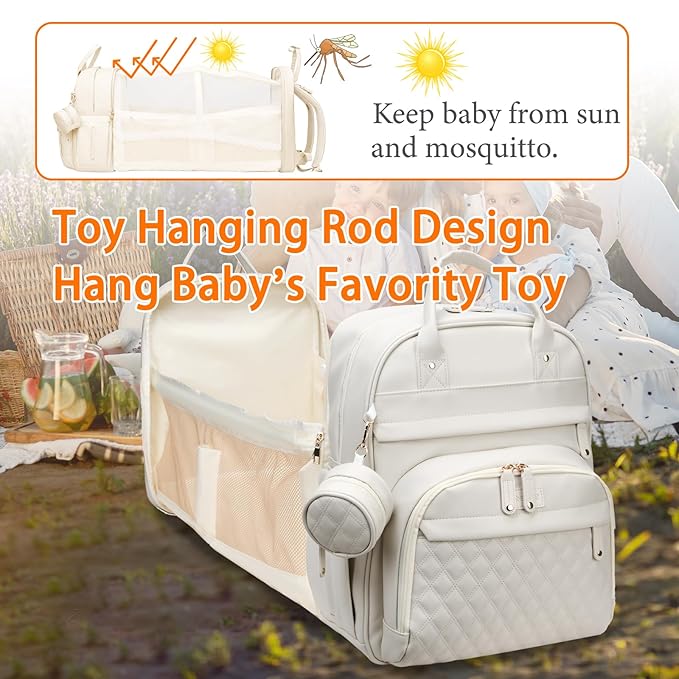 Astro alan Baby Diaper Bag with Changing Station, Waterproof Diaper Bag Backpack for Moms Dads with USB Charging Port, Baby Shower Gifts, Large Capacity diaper backpack, Beige