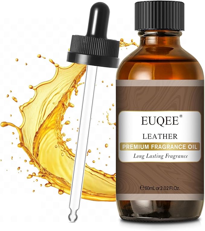 EUQEE 60ML Leather Fragrance Oil with Glass Dropper (2.02 Fl oz) | Essential Oil for Diffuser, Candle Making, DIY Soap